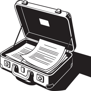 Open briefcase with documents vector illustration for business and legal concepts design asset on transparent background