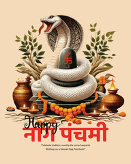 Nag Panchami Festival Illustrated in Indian Folk Style