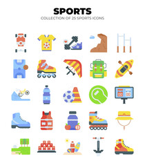 Collection of 25 Colorful Flat Sports Icons