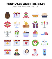 Collection of 25 Festive and Holiday Icons