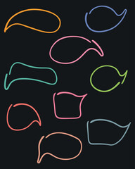 Colorful Speech Bubble Clipart, Hand Drawn Speech Bubble, Collection of Speech Bubbles, Simple Line art Frames, Doodle, Set of Hand Drawing Frames, Border, Blank Speech Bubble Balloon, EPS 10, Vector