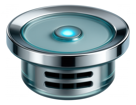 Overflow drain featuring an LED light indicator, made from tempered glass for a futuristic bathroom design.