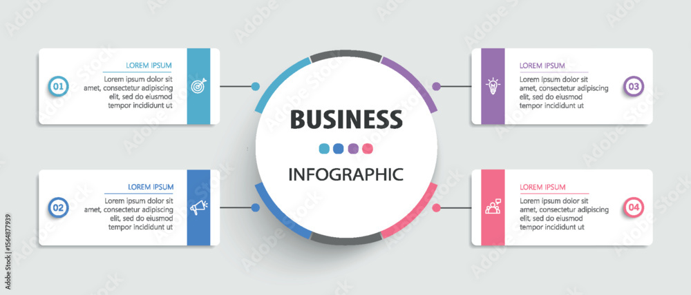 Wall mural business vector infographic template with 4 options or steps. can be used for workflow layout, diagr