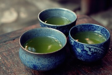 Green tea in cups. High quality