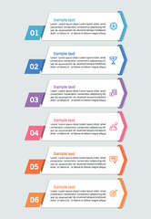 Business infographic vector design template with 6 options, steps or processes. Can be used for workflow layout, diagram, annual report, web design