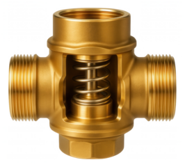 Brass check valve in a residential HVAC system to maintain proper flow direction of refrigerants.