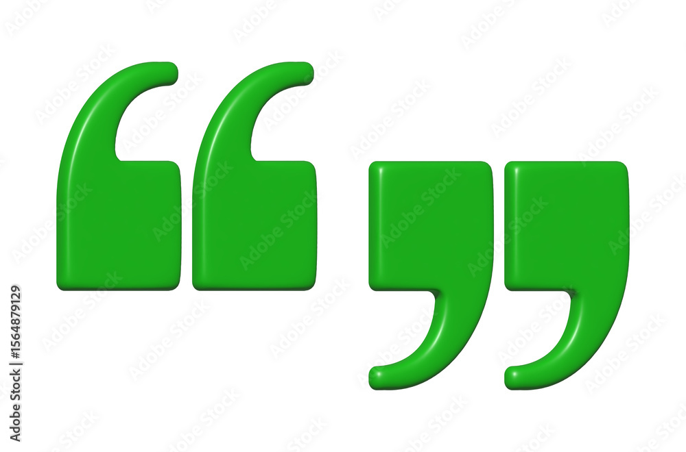 Fototapete a striking green quotation mark graphic element against a black backdrop, useful for emphasizing tex