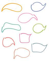 Colorful Speech Bubble Clipart, Hand Drawn Speech Bubble, Collection of Speech Bubbles, Simple Line art Frames, Doodle, Set of Hand Drawing Frames, Border, Blank Speech Bubble Balloon, Transparent 