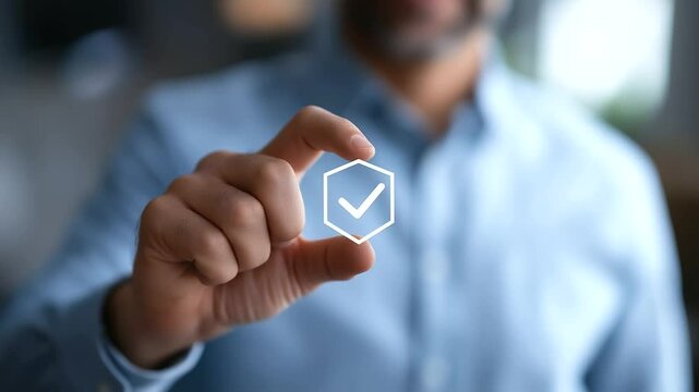 Visual representation of quality assurance through certification and trusted brand symbols.