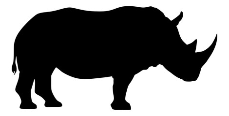 Vector Silhouette Of A Rhino.