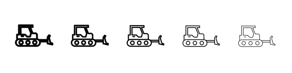 Bulldozer icon web Vector collection in black strokes