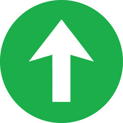 Green arrow up vector icon for business direction and success