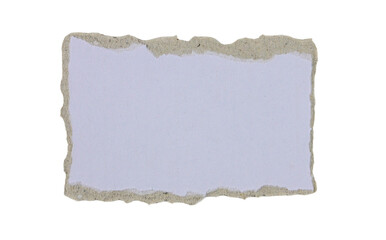 blank rectangle white paper ripped with brown edges on transparent background. label