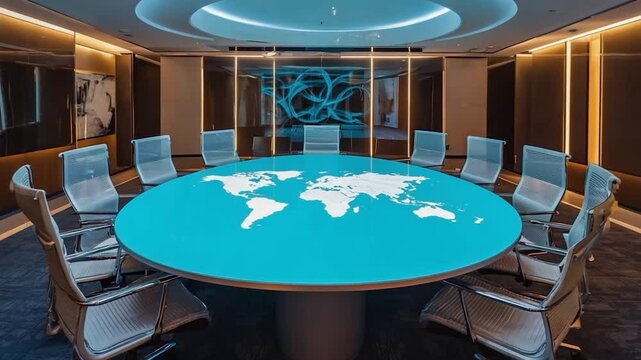 Modern conference table world map