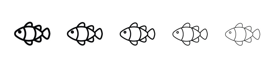 Clown fish icon web Vector collection in black strokes
