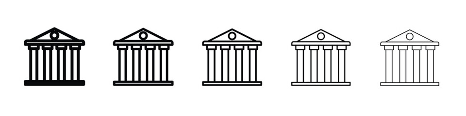 Courthouse icon web Vector collection in black strokes
