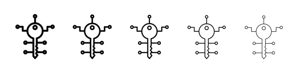 Digital key icon web Vector collection in black strokes