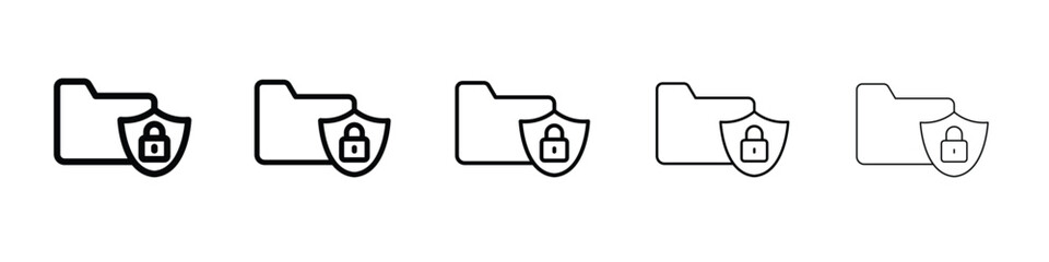 Folder security icon web Vector collection in black strokes