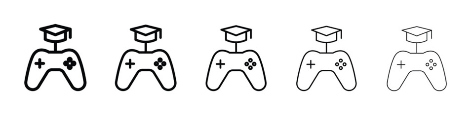 Game based learning icon web Vector collection in black strokes