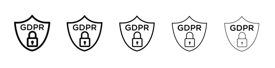 GDPR shield icon web Vector collection in black strokes