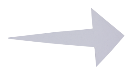White paper cut arrow on transparent background