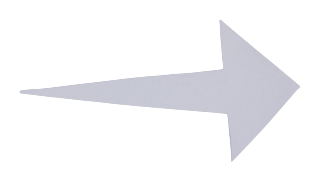 White paper cut arrow on transparent background
