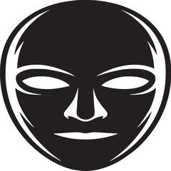 Black and white mask vector illustration for design element and art projects with a simple face shape design on transparent background
