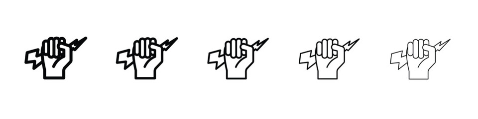 Hand with Power icon web Vector collection in black strokes