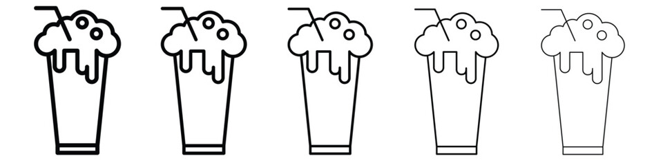 Milkshake icon web Vector collection in black strokes