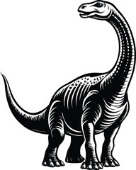 Majestic Sauropod Dinosaur Black and White Illustration © BAPJAN IT