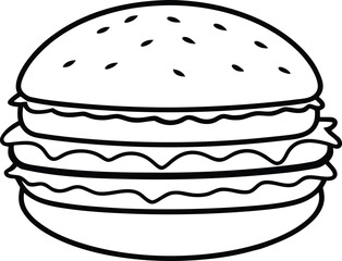 Hamburger Line Art Illustration