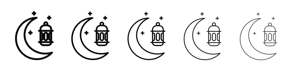 Ramadan Month icon web Vector collection in black strokes