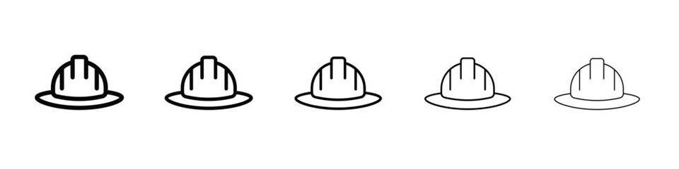 Safety helmet icon web Vector collection in black strokes