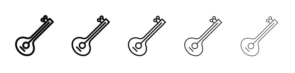 Sitar icon web Vector collection in black strokes