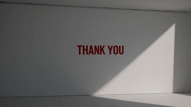 Message "THANK YOU" sur mur blanc &eacute;clair&eacute; par une ombre nette