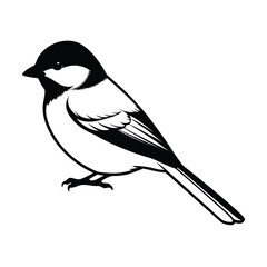 capped chickadee silhouette vector