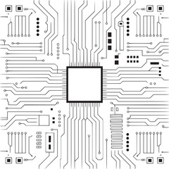 Computer motherboard circuit board technology vector illustration for digital background design on transparent background