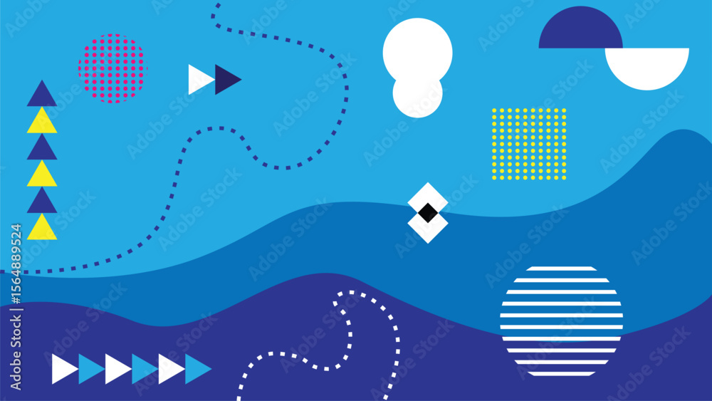 Poster Abstract Background with Geometric Figures in Marine Colors. Graphic design elements and resources vector art