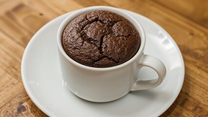 Obraz premium Delicious chocolate brownie mug cake for easy cooking