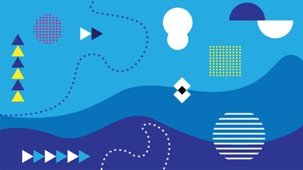 Obraz premium Abstract Background with Geometric Figures in Marine Colors. Graphic design elements and resources vector art