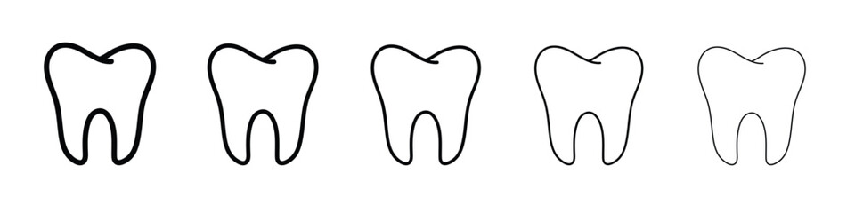 Tooth icon web Vector collection in black strokes