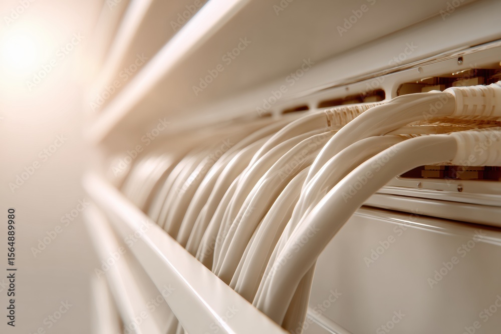 Poster High-Quality Modern Fiber Optic Network Cables in Data Center Professional Enterprise Connectivity for Secure Digital Communication and Tech Marketing Content