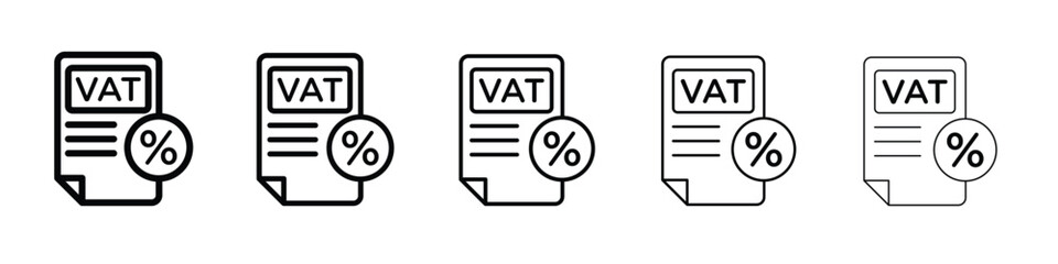 Value added tax VAT icon web Vector collection in black strokes