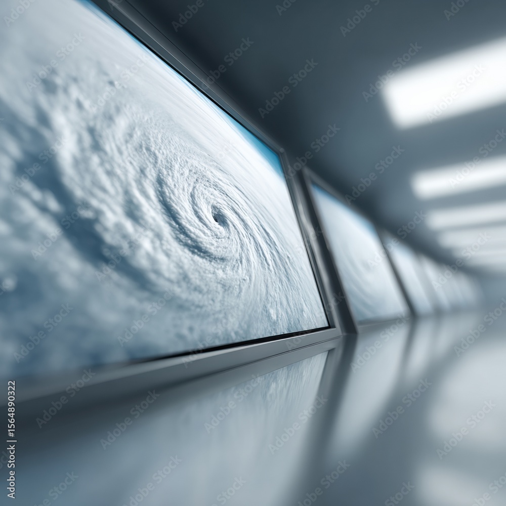 Aufkleber Advanced Hurricane Monitoring on Multiple Screens in Control Center for Proactive Storm Tracking and Disaster Management Technology