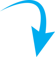 Bright blue arrow swooping downward