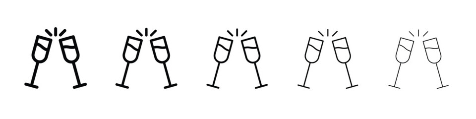 Wine toast icon web Vector collection in black strokes