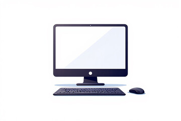 Fototapeta premium Modern computer monitor keyboard and mouse set on a clean white background