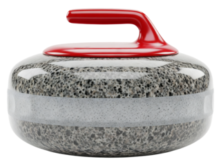 Close up of curling stone equipment for winter sport ice game competition object on transparent background