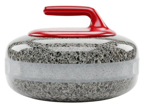 Close up of curling stone equipment for winter sport ice game competition object on transparent background