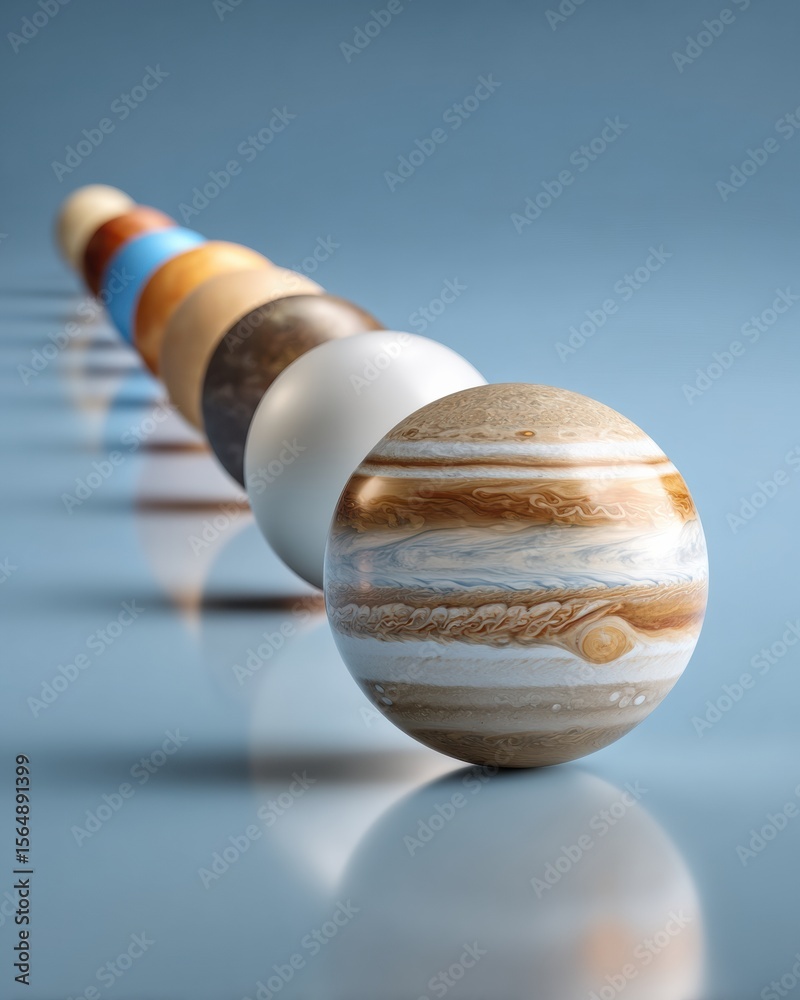 Aufkleber Modern Planetary Alignment with Unique Surface Textures for Business Teamwork and Coordination in Space-Themed Presentations